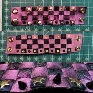 Leather Checkerboard Spiked Cuff Stars Like Dolls Kill Hot Topic